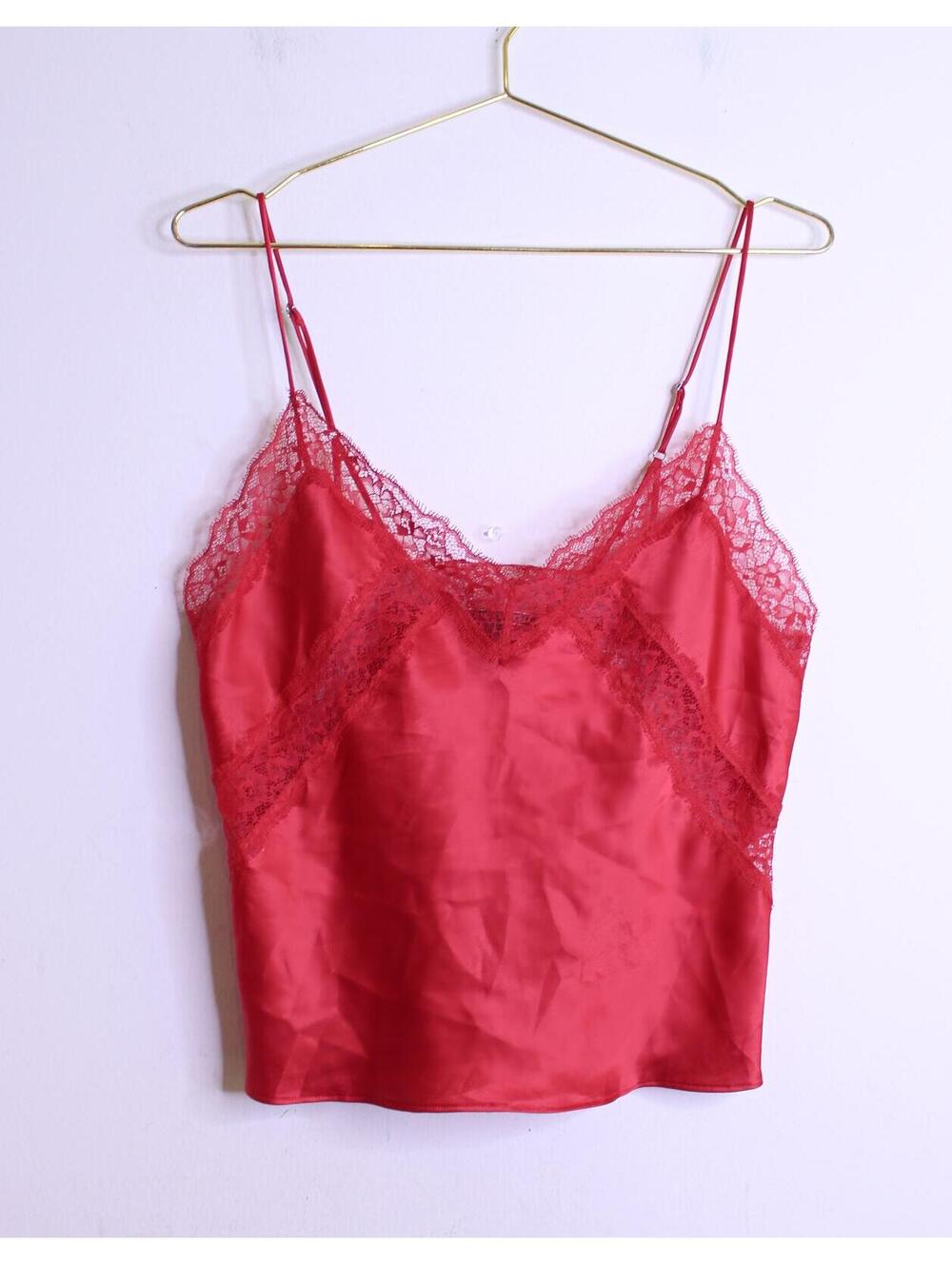VS Red Satin Lace Camisole - Small